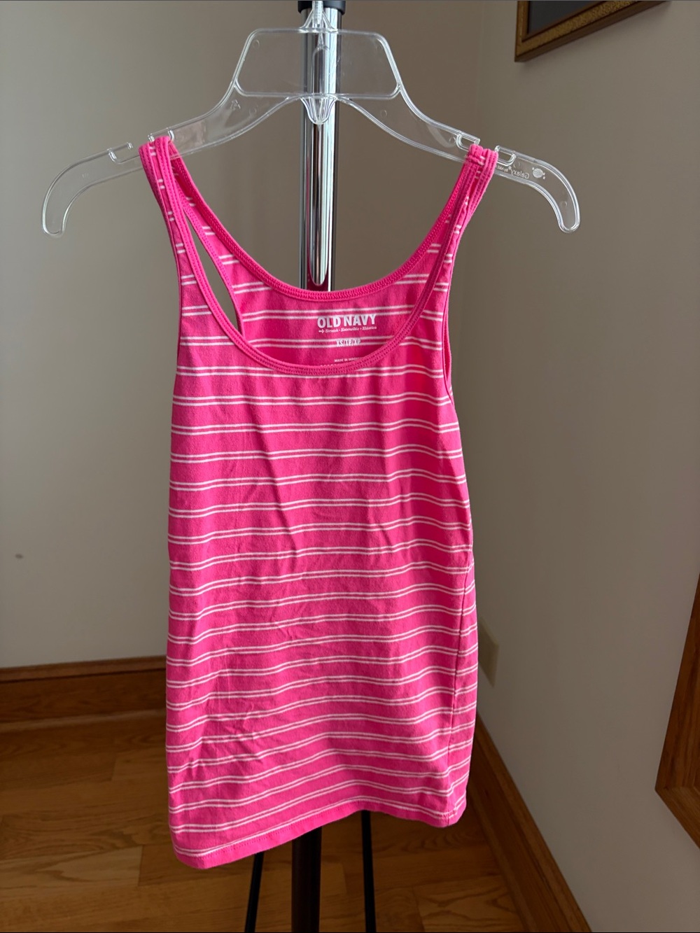 Old Navy Hot Pink and White Striped Tank